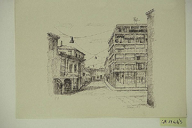 Piazza libertà a Gallarate (stampa, elemento d'insieme) di Marengo Luigi, Marengo Luigi (terzo quarto sec. XX)