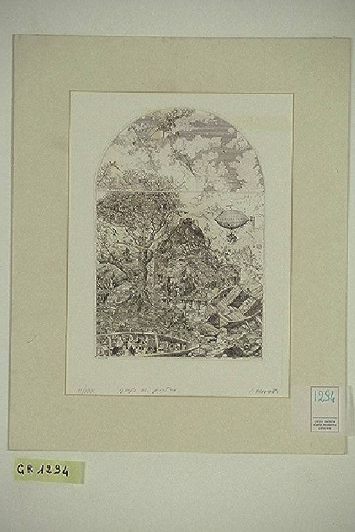 Gufo di pietra, Paesaggio (stampa) di Olivotto Claudio, Olivotto Claudio (terzo quarto sec. XX)