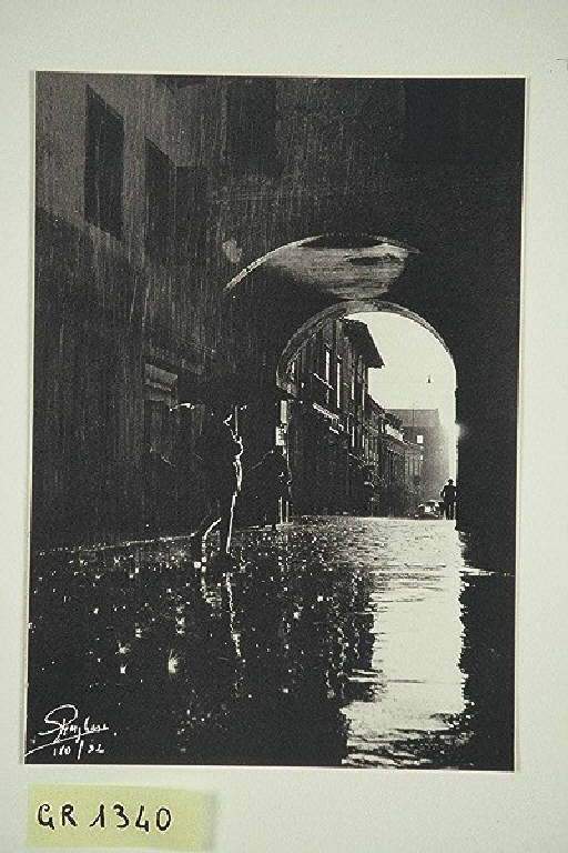 Veduta di una strada di Spilimbergo (stampa, elemento d'insieme) di Borghesan Giuliano, Borghesan Giuliano (fine sec. XX)