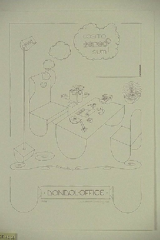 dondol office, Interno di un ufficio (stampa) di Consigli Luciano, Consigli Luciano (fine sec. XX)
