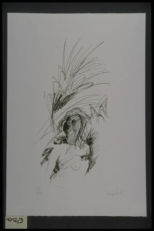 Figura femminile (stampa, elemento d'insieme) di Zappitelli Gianmario, Zappitelli Gianmario (terzo quarto sec. XX)