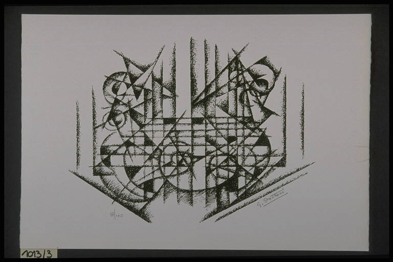 Composizione astratta (stampa, elemento d'insieme) di Dottori Gerardo, Dottori Gerardo (terzo quarto sec. XX)