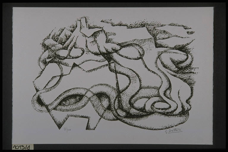 Composizione astratta (stampa, elemento d'insieme) di Dottori Gerardo, Dottori Gerardo (terzo quarto sec. XX)