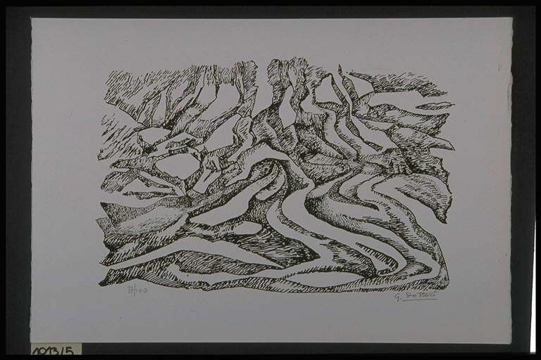 Composizione astratta (stampa, elemento d'insieme) di Dottori Gerardo, Dottori Gerardo (terzo quarto sec. XX)