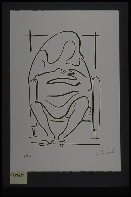 Figura femminile seduta (stampa, elemento d'insieme) di Manvati Manlio, Manvati Manlio (terzo quarto sec. XX)