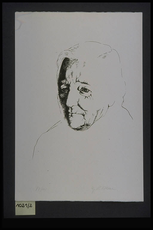 Ritratto d'uomo anziano (stampa, elemento d'insieme) di Albanese Mario Romano, Albanese Mario Romano (terzo quarto sec. XX)