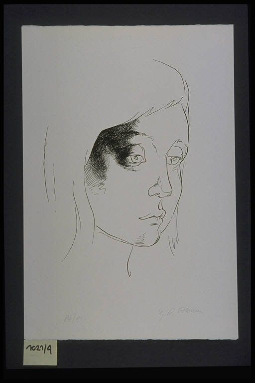 Ritratto di ragazza (stampa, elemento d'insieme) di Albanese Mario Romano, Albanese Mario Romano (terzo quarto sec. XX)