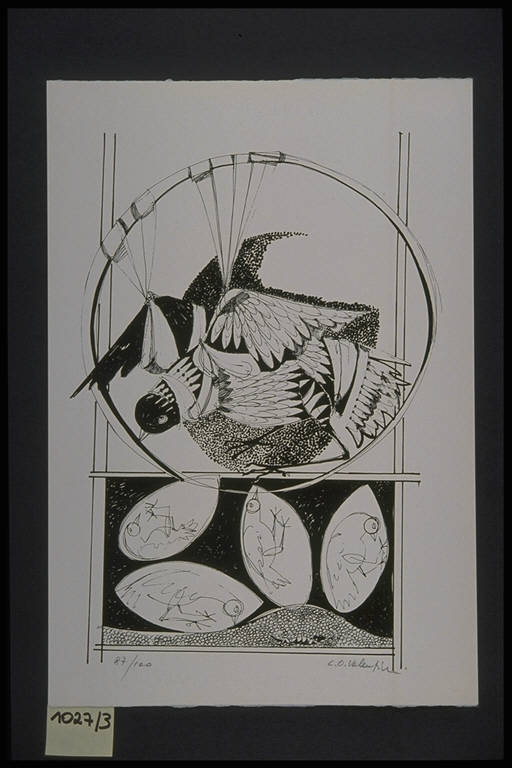 Uccelli (stampa, elemento d'insieme) di Valentini Livio Orazio, Valentini Livio Orazio (terzo quarto sec. XX)