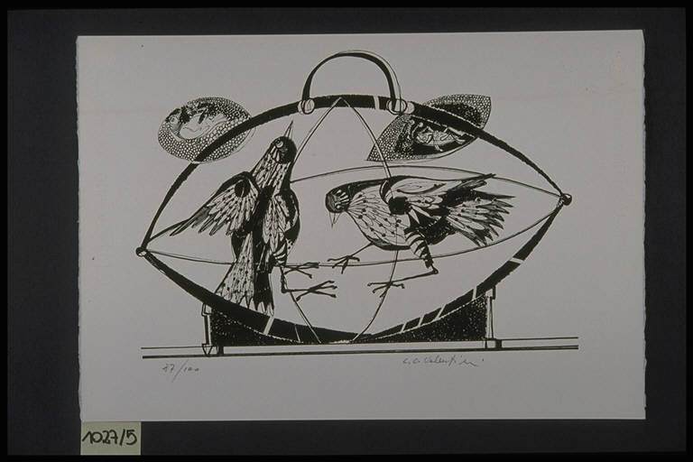 Uccelli (stampa, elemento d'insieme) di Valentini Livio Orazio, Valentini Livio Orazio (terzo quarto sec. XX)