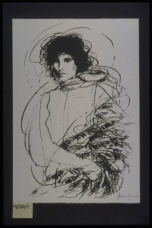 Volto femminile (stampa, elemento d'insieme) di Benvenuti Riccardo, Benvenuti Riccardo (terzo quarto sec. XX)