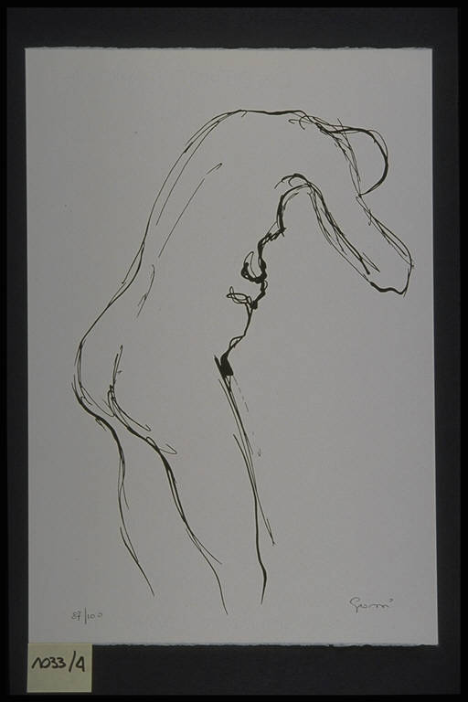 Figura maschile nuda (stampa, elemento d'insieme) di Pellegrino Grossi Alberta, Pellegrino Grossi Alberta (terzo quarto sec. XX)