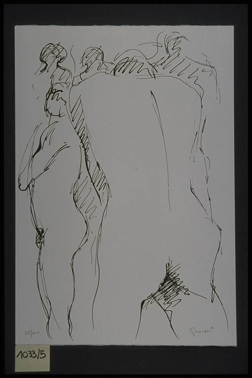 Figura maschile nuda (stampa, elemento d'insieme) di Pellegrino Grossi Alberta, Pellegrino Grossi Alberta (terzo quarto sec. XX)
