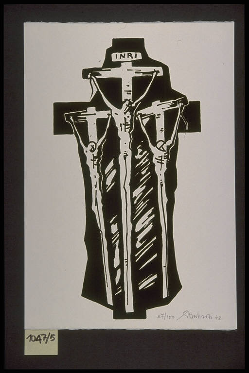 Crocifissione (stampa, elemento d'insieme) di Ambrosi Elmo, Ambrosi Elmo (terzo quarto sec. XX)