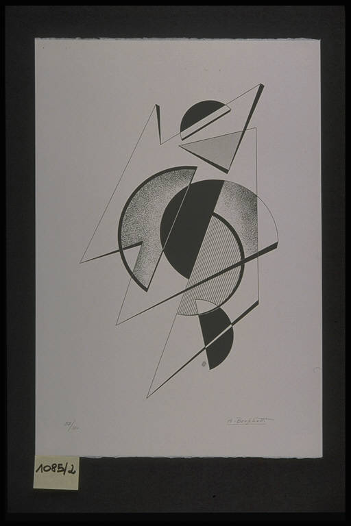 Composizione astratta (stampa, elemento d'insieme) di Bruschetti Alessandro, Bruschetti Alessandro (terzo quarto sec. XX)