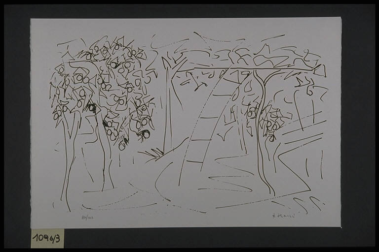 Paesaggio rurale (stampa, elemento d'insieme) di Macrì Raffaella, Macrì Raffaella (terzo quarto sec. XX)