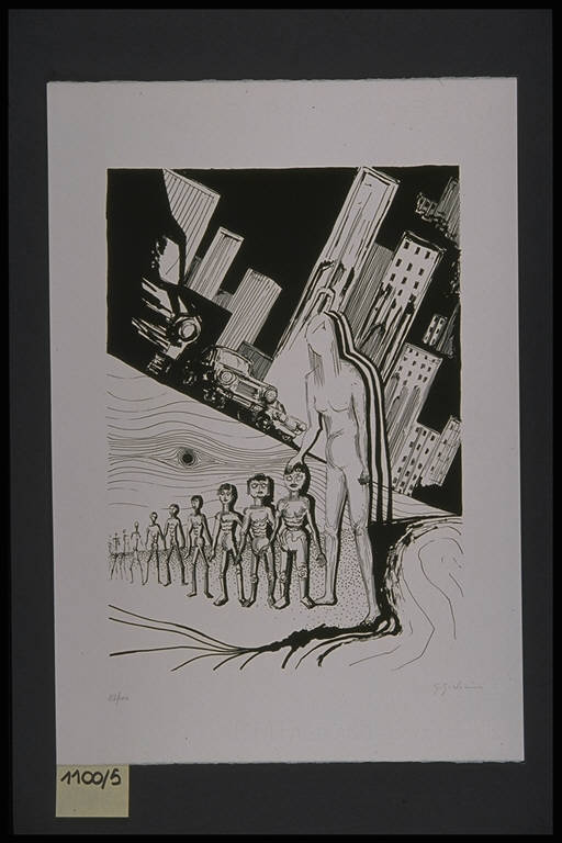 Paesaggio urbano (stampa, elemento d'insieme) di Girolimini Guglielmo, Girolimini Guglielmo (terzo quarto sec. XX)