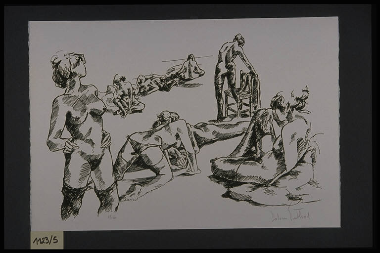 Figure femminili (stampa, elemento d'insieme) di Puthod Dolores, Raccanello Ettore (terzo quarto sec. XX)