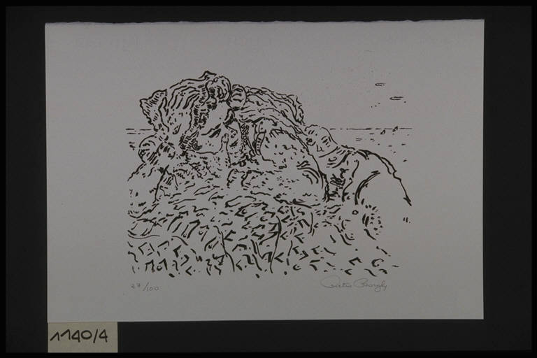 Figura femminile (stampa, elemento d'insieme) di Borghi Pietro, Borghi Pietro (terzo quarto sec. XX)