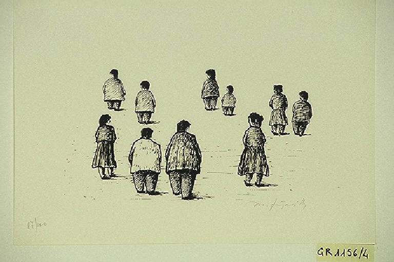 Bambini di spalle (stampa, elemento d'insieme) di Frejaville Mario, Frejaville Mario (terzo quarto sec. XX)