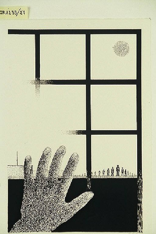Finestra e mano (stampa, elemento d'insieme) di Girolimini Guglielmo, Girolimini Guglielmo (terzo quarto sec. XX)
