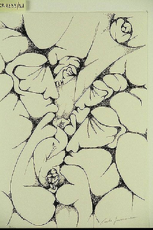 Composizione astratta (stampa, elemento d'insieme) di Javarone Carlo, Borgonzoni Aldo (terzo quarto sec. XX)