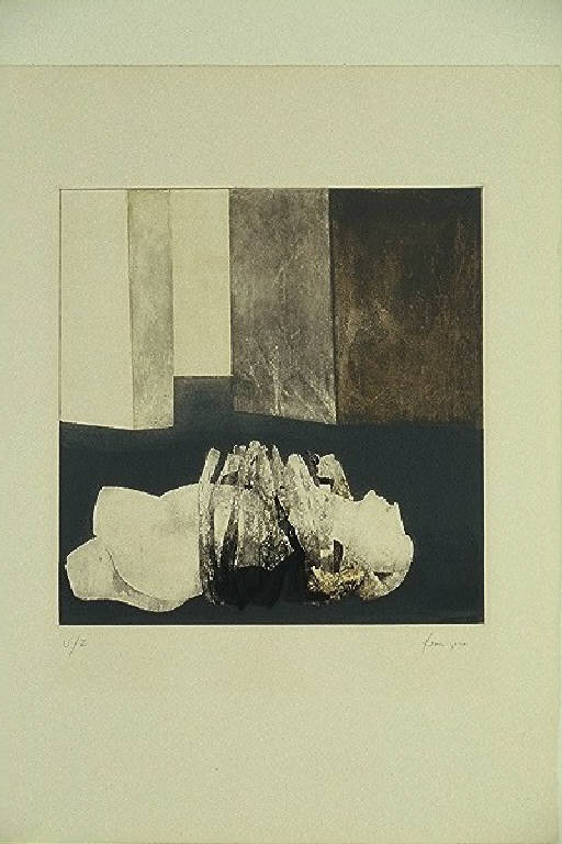 Figura femminile sdraiata (stampa a colori, elemento d'insieme) di Vaccarone Francesco, Vaccarone Francesco (terzo quarto sec. XX)