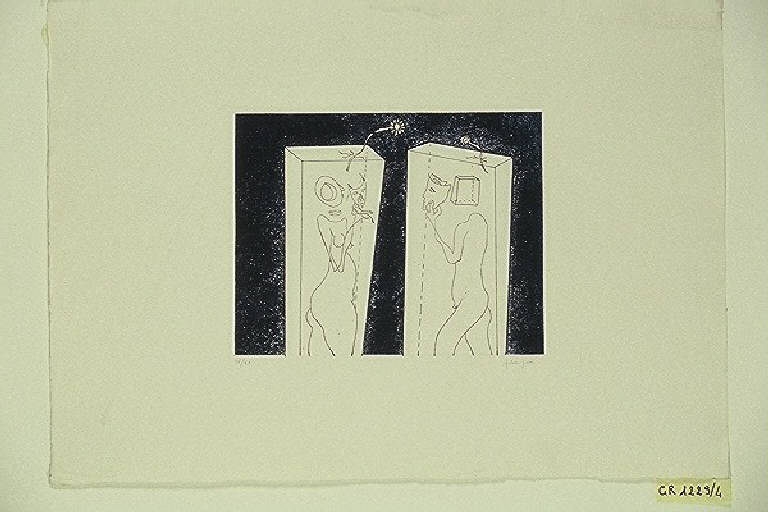 I due amanti, Figura femminile e figura maschile (stampa, elemento d'insieme) di Vaccarone Francesco, Vaccarone Francesco (terzo quarto sec. XX)
