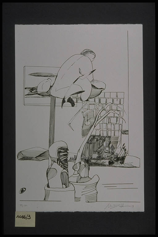 Elementi vegetali e figure (stampa, elemento d'insieme) di D'Anna Mario, D'Anna Mario (terzo quarto sec. XX)