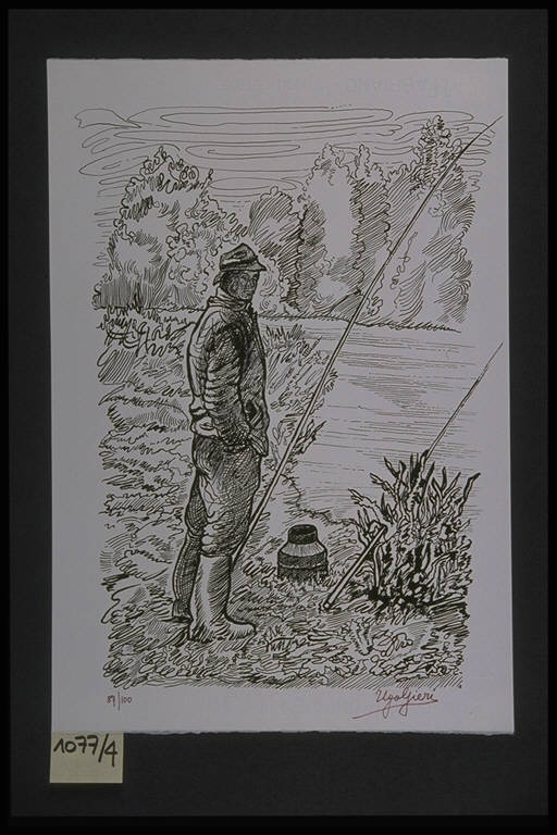 Pescatore (stampa, elemento d'insieme) di Gieri Ugo, Gieri Ugo (terzo quarto sec. XX)