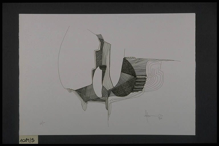 Composizione astratta (stampa, elemento d'insieme) di Galiotto Adriano, Galiotto Adriano (terzo quarto sec. XX)