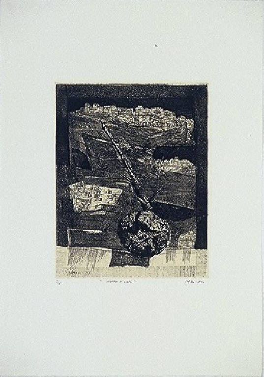 Paesaggio con architetture (stampa) di Marra Mino, Marra Mino (ultimo quarto sec. XX)