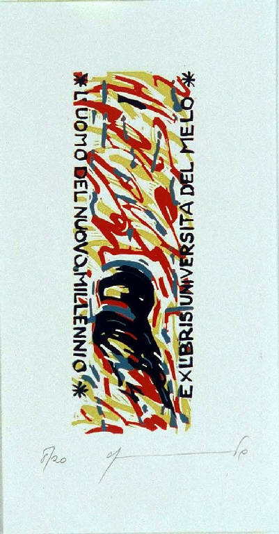 Composizione astratta di segni e colori (ex libris) di Lara Claudio, Lara Claudio (ultimo quarto sec. XX)