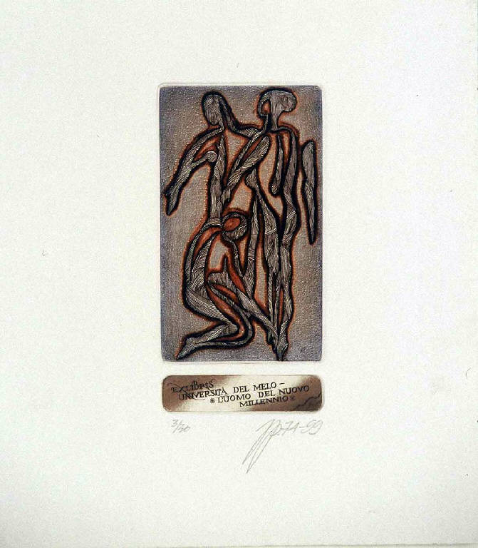 Figure nude (ex libris, stampa composita) di Orlov Juri, Orlov Juri (ultimo quarto sec. XX)