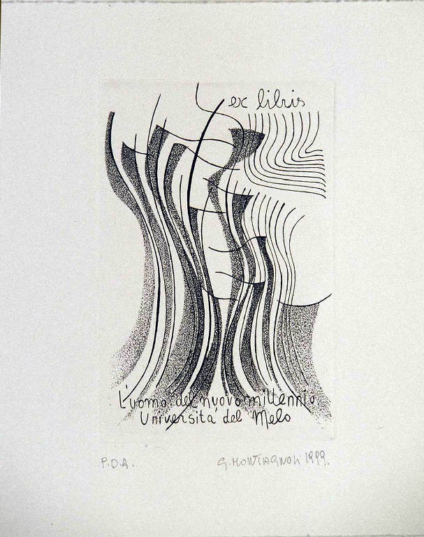 Composizione di linee ondulate (ex libris) di Montagnoli Gloria, Montagnoli Gloria (ultimo quarto sec. XX)