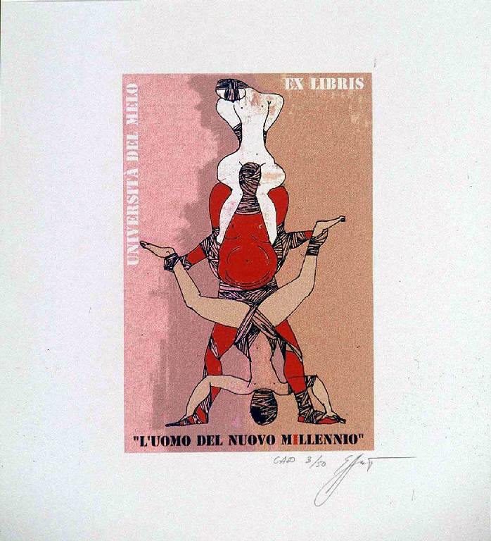 Acrobati (ex libris) di Antimonova Elena, Antimonova Elena (ultimo quarto sec. XX)