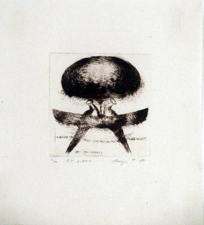 Composizione astratta (ex libris) di Marijus Petrauskas, Marijus Petrauskas (ultimo quarto sec. XX)