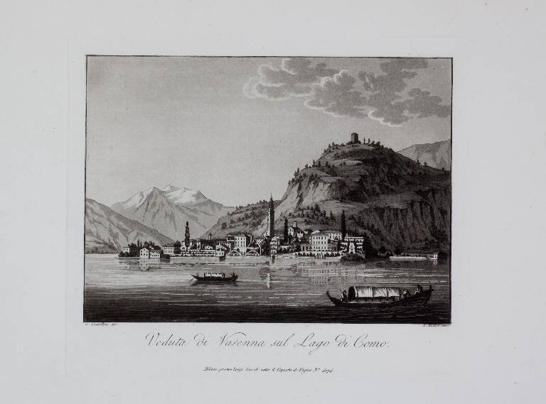 VEDUTA DI VARENNA (stampa) di Castellini G, Rados Luigi (prima metà sec. XIX)