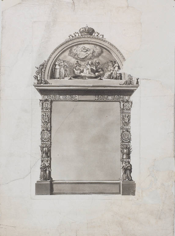 Cenotafio per l'Imperatore Francesco I (stampa) di Angeli Alessandro (prima metà sec. XIX)