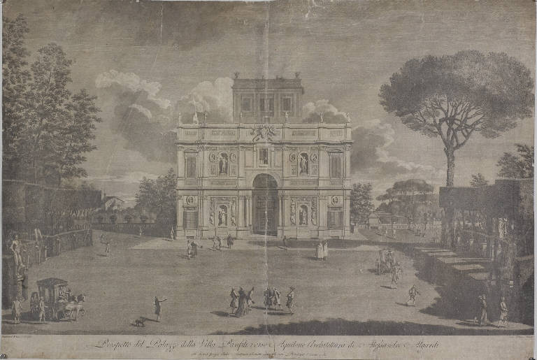 Veduta di Villa Panfili a Roma (stampa smarginata) di Panini Francesco, Panini Francesco, Antonini Carlo (ultimo quarto sec. XVIII)