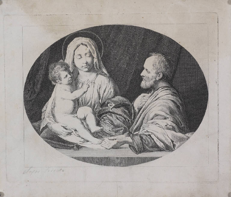 Madonna con Bambino e santo (stampa) di Salvi Giovanni Battista detto Sassoferrato (sec. XIX)