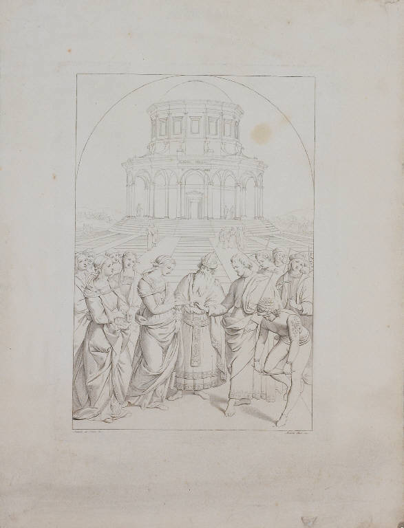 Sposalizio di Maria Vergine (stampa) di De Antoni Antonio, Sanzio Raffaello, Bisi Michele (sec. XIX)