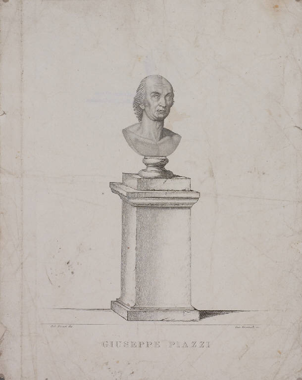 Ritratto di Giuseppe Piazzi (stampa smarginata) di Focosi Roberto, Buccinelli Giuseppe (sec. XIX)