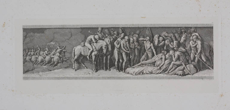 Battaglia di Marengo: compianto sul corpo di Desaix (stampa, elemento d'insieme) di Appiani Andrea, Longhi Giuseppe (terzo quarto sec. XIX)