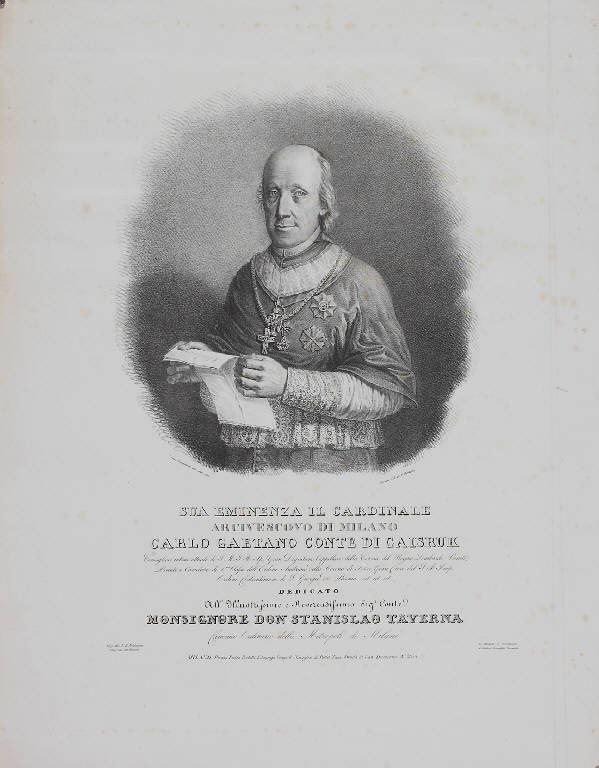 Ritratto del cardinale Carlo Gaetano Gaisruk (stampa) di Cornienti Giuseppe (metà sec. XIX)