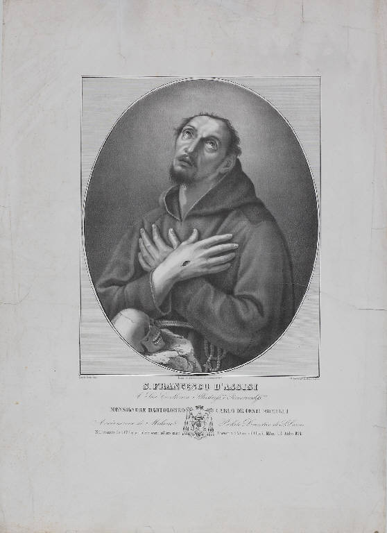 San Francesco d'Assisi in preghiera (stampa) di Crespi Daniele, Camillo da Milano (metà sec. XIX)