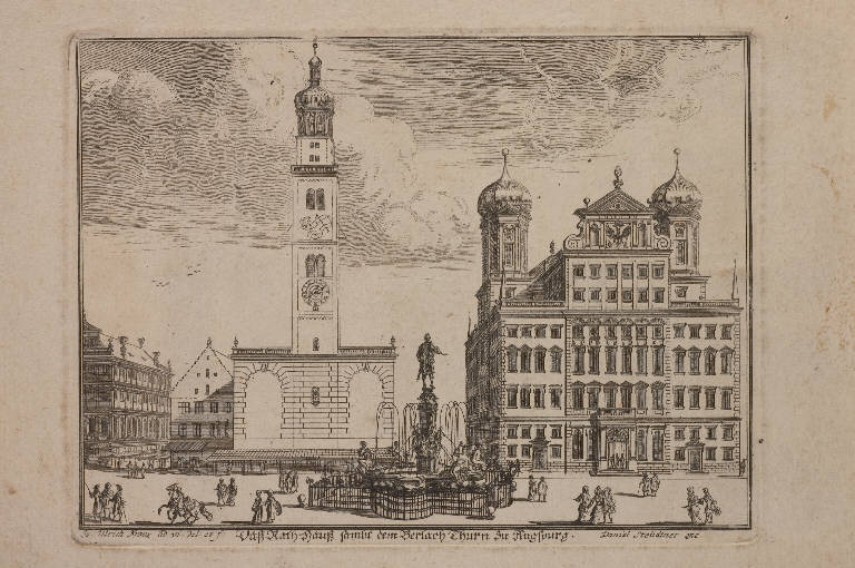 Veduta del municipio (stampa, elemento d'insieme) di Kraus Johan Ulrich, Kraus Johan Ulrich, Kraus Johan Ulrich (prima metà sec. XVIII)