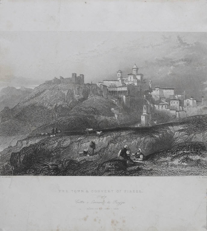 Veduta di Piazza in Sicilia (stampa smarginata) di Leitch William Leighton, Allen James Baylie (sec. XIX)