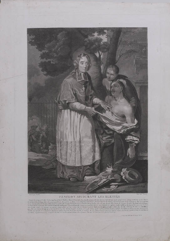 Fénelon soccorre i feriti (stampa) di Bouchot, Charon (prima metà sec. XIX)