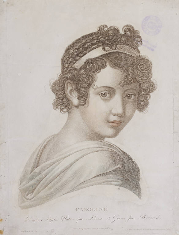 Ritratto di Carolina (stampa colorata a mano smarginata) di Lemire, Bertrand Noel-Francois (primo quarto sec. XIX)