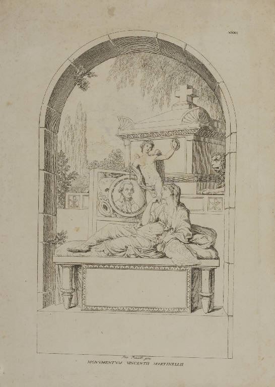 Monumento funebre di Vincenzo Martinelli (stampa) di Fancelli Pietro (prima metà sec. XIX)